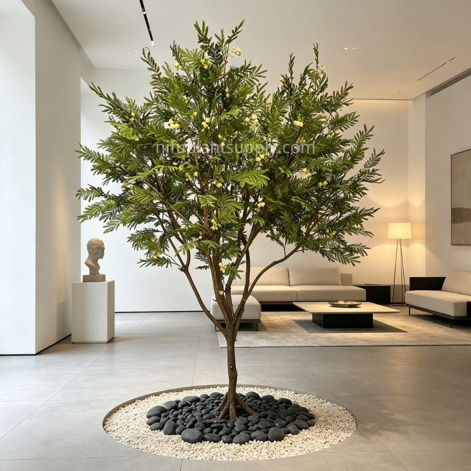 280CM High Quality Large Artificial Mimosa Tree for Interior Design,280CM High Quality Large Artificial Mimosa Tree for Interior Design