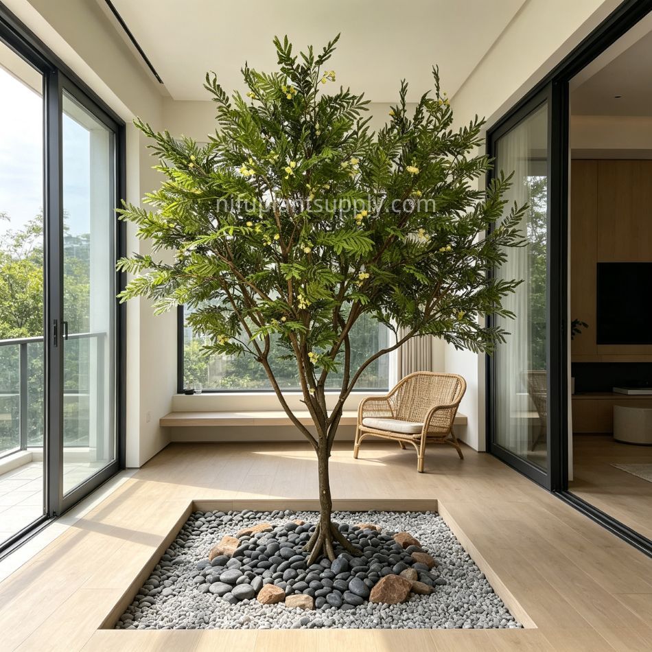 280CM High Quality Large Artificial Mimosa Tree for Interior Design,280CM High Quality Large Artificial Mimosa Tree for Interior Design