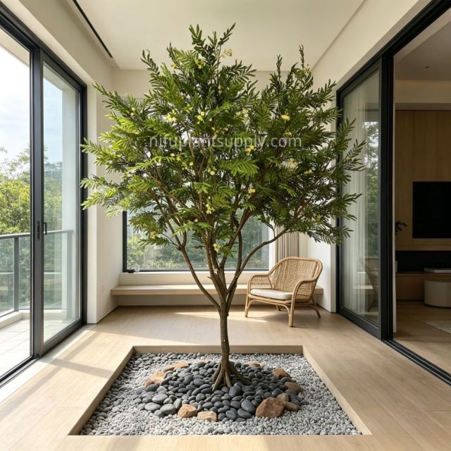 280CM High Quality Large Artificial Mimosa Tree for Interior Design,280CM High Quality Large Artificial Mimosa Tree for Interior Design