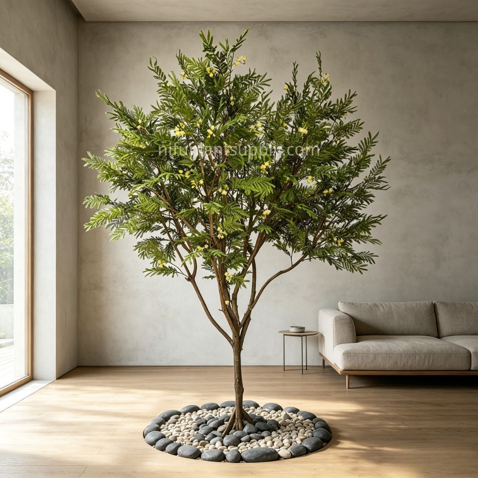 280CM High Quality Large Artificial Mimosa Tree for Interior Design,280CM High Quality Large Artificial Mimosa Tree for Interior Design