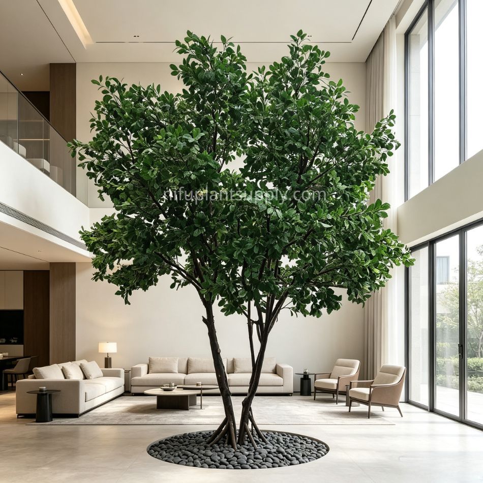 430CM Premium Quality Large Artificial Multi‑Trunk Green Leaf Tree for Interior Design,430CM Premium Quality Large Artificial Multi‑Trunk Green Leaf Tree for Interior Design