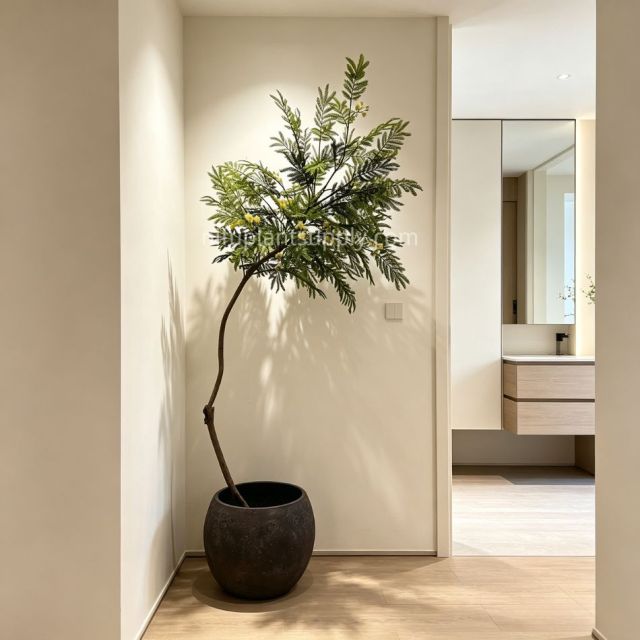 210CM Premium Quality Artificial Mimosa Potted Tree for Interior Design,210CM Premium Quality Artificial Mimosa Potted Tree for Interior Design