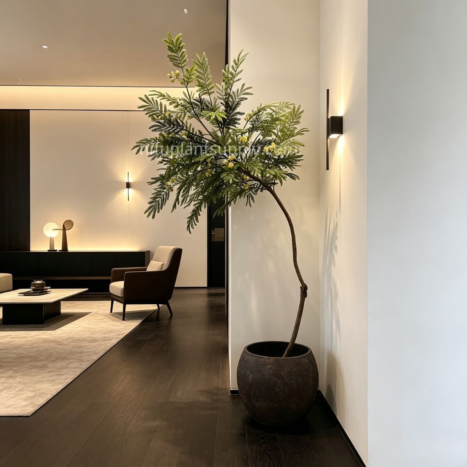210CM Premium Quality Artificial Mimosa Potted Tree for Interior Design,210CM Premium Quality Artificial Mimosa Potted Tree for Interior Design