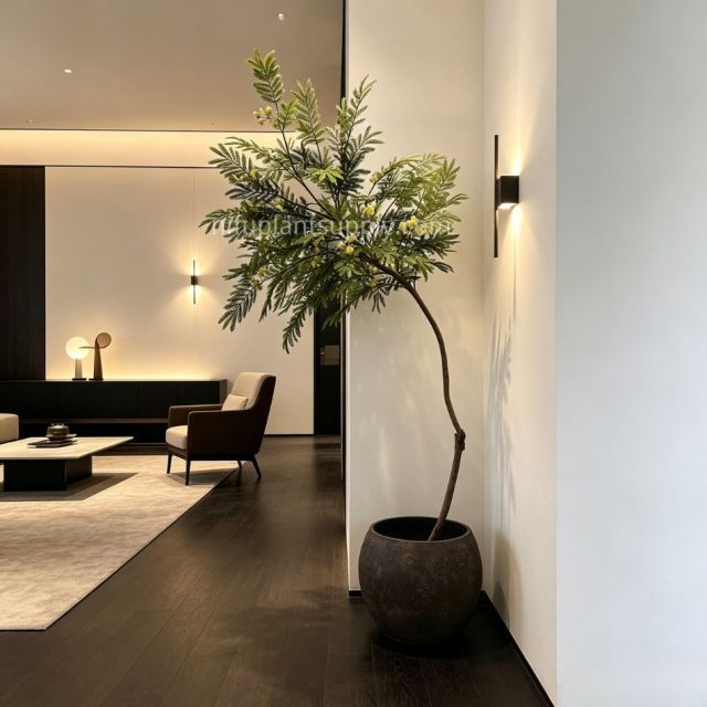 210CM Premium Quality Artificial Mimosa Potted Tree for Interior Design,210CM Premium Quality Artificial Mimosa Potted Tree for Interior Design