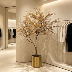 245CM Premium Quality Artificial Golden Autumn Potted Leaf Tree for Interior Design,245CM Premium Quality Artificial Golden Autumn Potted Leaf Tree for Interior Design
