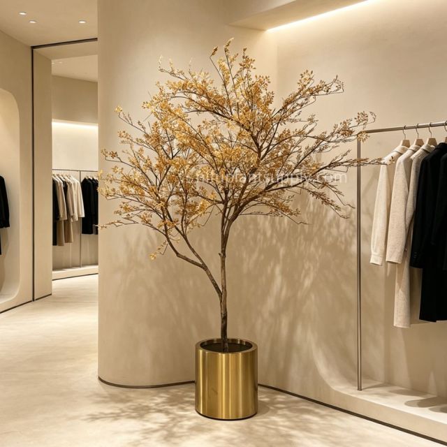 245CM Premium Quality Artificial Golden Autumn Potted Leaf Tree for Interior Design,245CM Premium Quality Artificial Golden Autumn Potted Leaf Tree for Interior Design