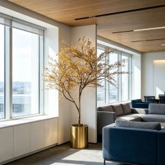 245CM Premium Quality Artificial Golden Autumn Potted Leaf Tree for Interior Design,245CM Premium Quality Artificial Golden Autumn Potted Leaf Tree for Interior Design