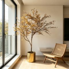 245CM Premium Quality Artificial Golden Autumn Potted Leaf Tree for Interior Design,245CM Premium Quality Artificial Golden Autumn Potted Leaf Tree for Interior Design