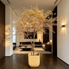 245CM Premium Quality Artificial Golden Autumn Potted Tree for Home Decor,245CM Premium Quality Artificial Golden Autumn Potted Tree for Home Decor