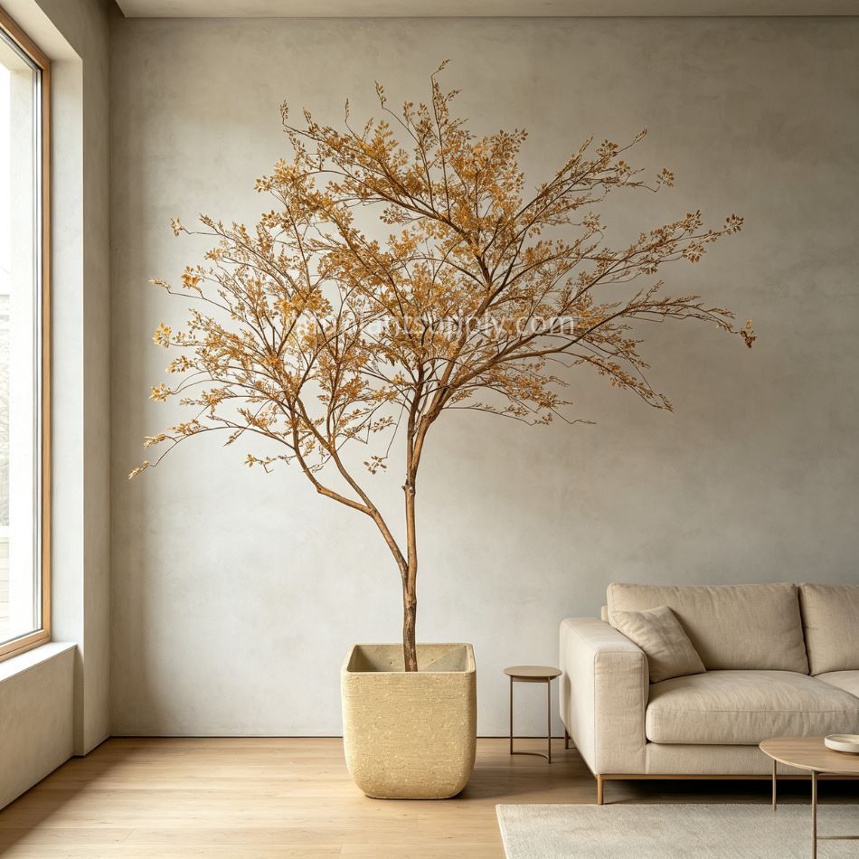 245CM Premium Quality Artificial Golden Autumn Potted Tree for Home Decor,245CM Premium Quality Artificial Golden Autumn Potted Tree for Home Decor