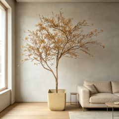 245CM Premium Quality Artificial Golden Autumn Potted Tree for Home Decor,245CM Premium Quality Artificial Golden Autumn Potted Tree for Home Decor