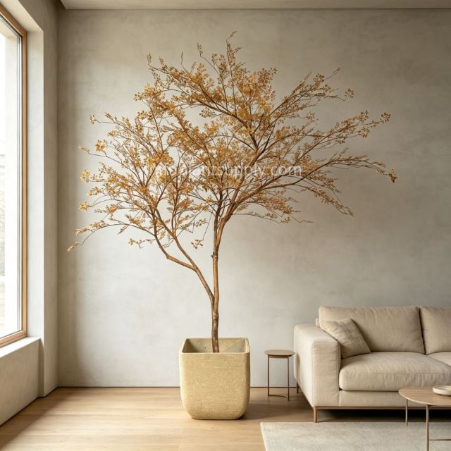 245CM Premium Quality Artificial Golden Autumn Potted Tree for Home Decor,245CM Premium Quality Artificial Golden Autumn Potted Tree for Home Decor