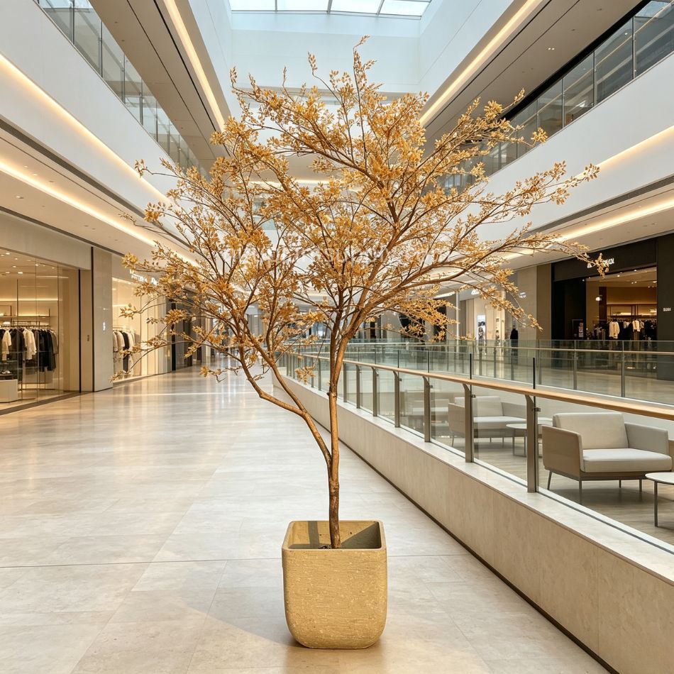245CM Premium Quality Artificial Golden Autumn Potted Tree for Home Decor,245CM Premium Quality Artificial Golden Autumn Potted Tree for Home Decor