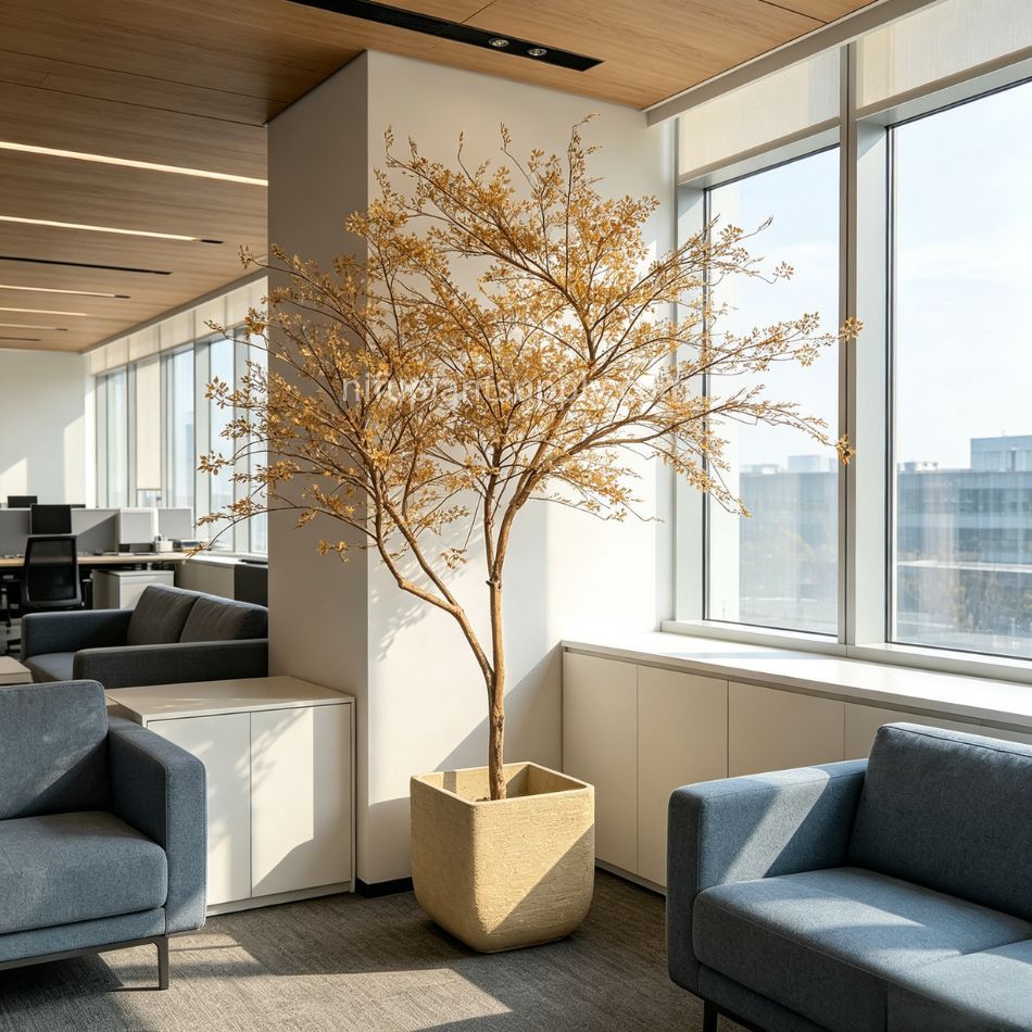 245CM Premium Quality Artificial Golden Autumn Potted Tree for Home Decor,245CM Premium Quality Artificial Golden Autumn Potted Tree for Home Decor