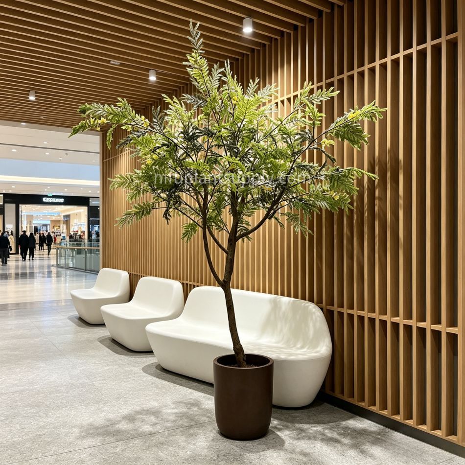 225CM Nearly Natural Artificial Mimosa Tree for Interior Design,225CM Nearly Natural Artificial Mimosa Tree for Interior Design