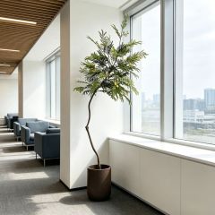 210CM Hand-Crafted Artificial Mimosa Tree for Interior Design,210CM Hand-Crafted Artificial Mimosa Tree for Interior Design