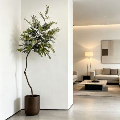 210CM Hand-Crafted Artificial Mimosa Tree for Interior Design,210CM Hand-Crafted Artificial Mimosa Tree for Interior Design