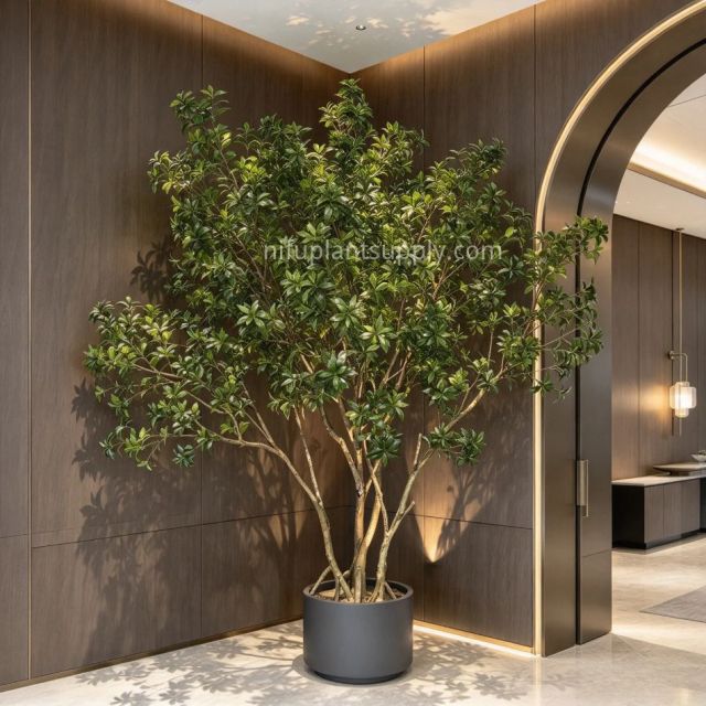 260CM Lifelike Faux Pieris Japonica Potted Tree for interior design,260CM Lifelike Faux Pieris Japonica Potted Tree for interior design