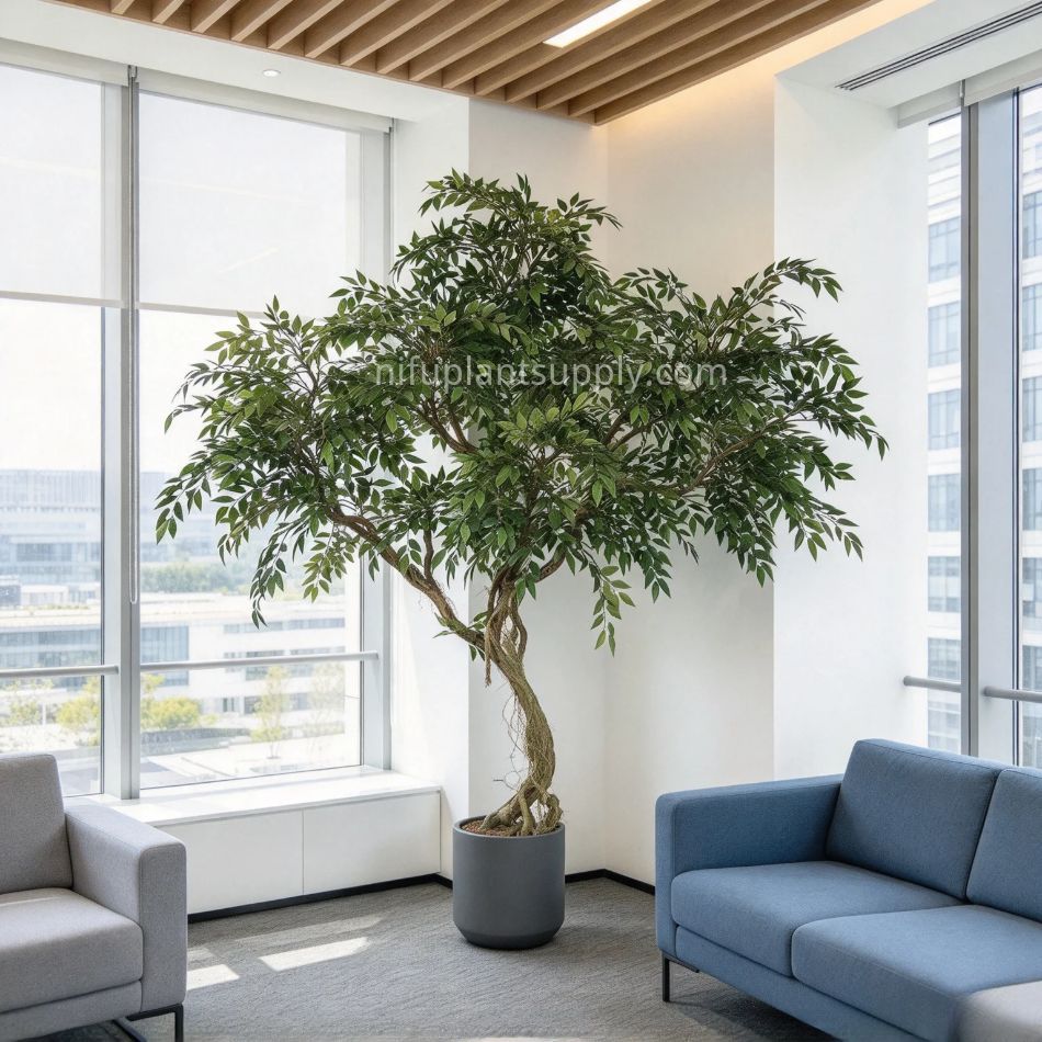 215CM Natural Looking Faux Banyan Potted Tree for indoor decor,215CM Natural Looking Faux Banyan Potted Tree for indoor decor
