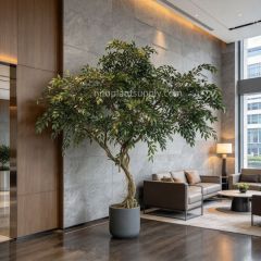 215CM Natural Looking Faux Banyan Potted Tree for indoor decor,215CM Natural Looking Faux Banyan Potted Tree for indoor decor