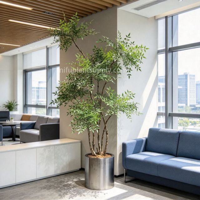 230CM Nearly Natural Artificial Nandina Tree Potted Plant for Office Decor,230CM Nearly Natural Artificial Nandina Tree Potted Plant for Office Decor