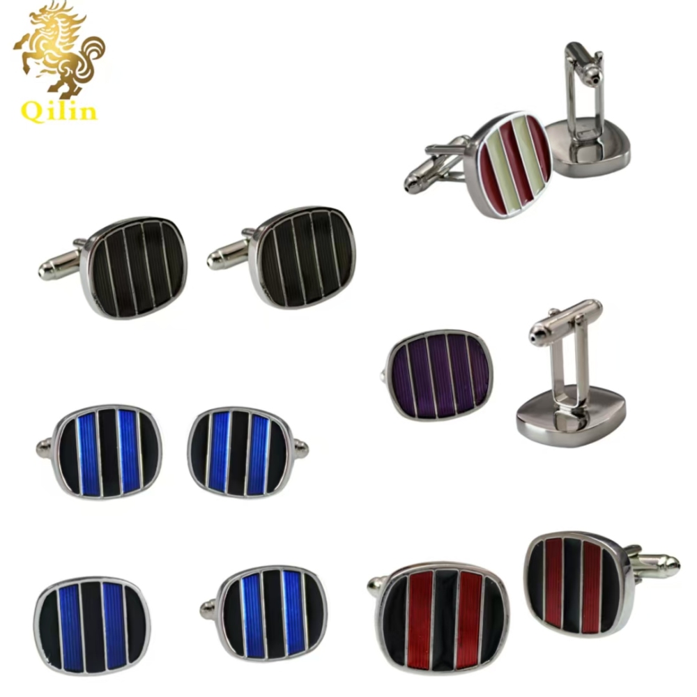 QiLin Unisex Cufflink Gift Box Packaging. Handmade classic metal silver cufflinks, suitable for French-style shirts, as well as personalized gift accessories, and applicable to various occasions.
