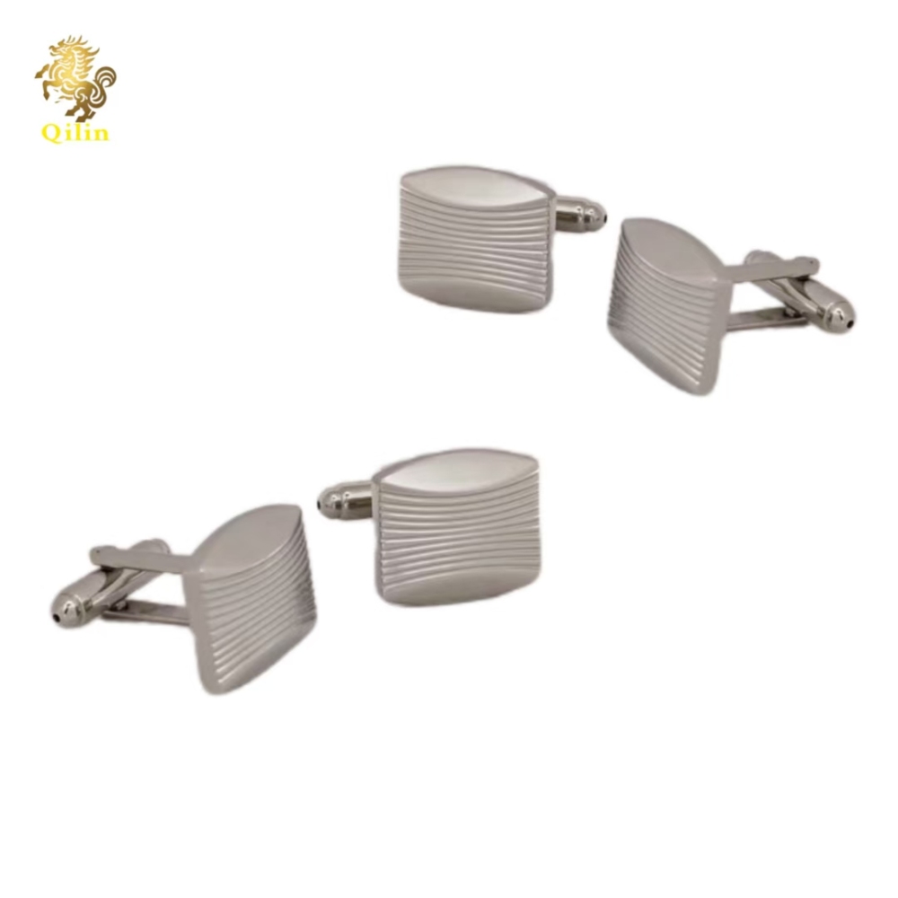 QiLin Unisex Cufflink Gift Box Packaging. Handmade classic metal silver cufflinks, suitable for French-style shirts, as well as personalized gift accessories, and applicable to various occasions.