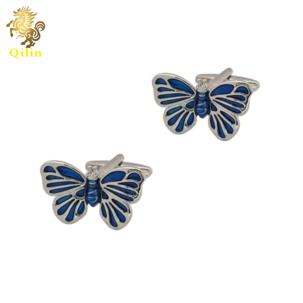 The Qilin cufflink gift box is suitable for both men and women. These handmade sapphire blue butterfly cufflinks are suitable for matching with French-style shirts.
