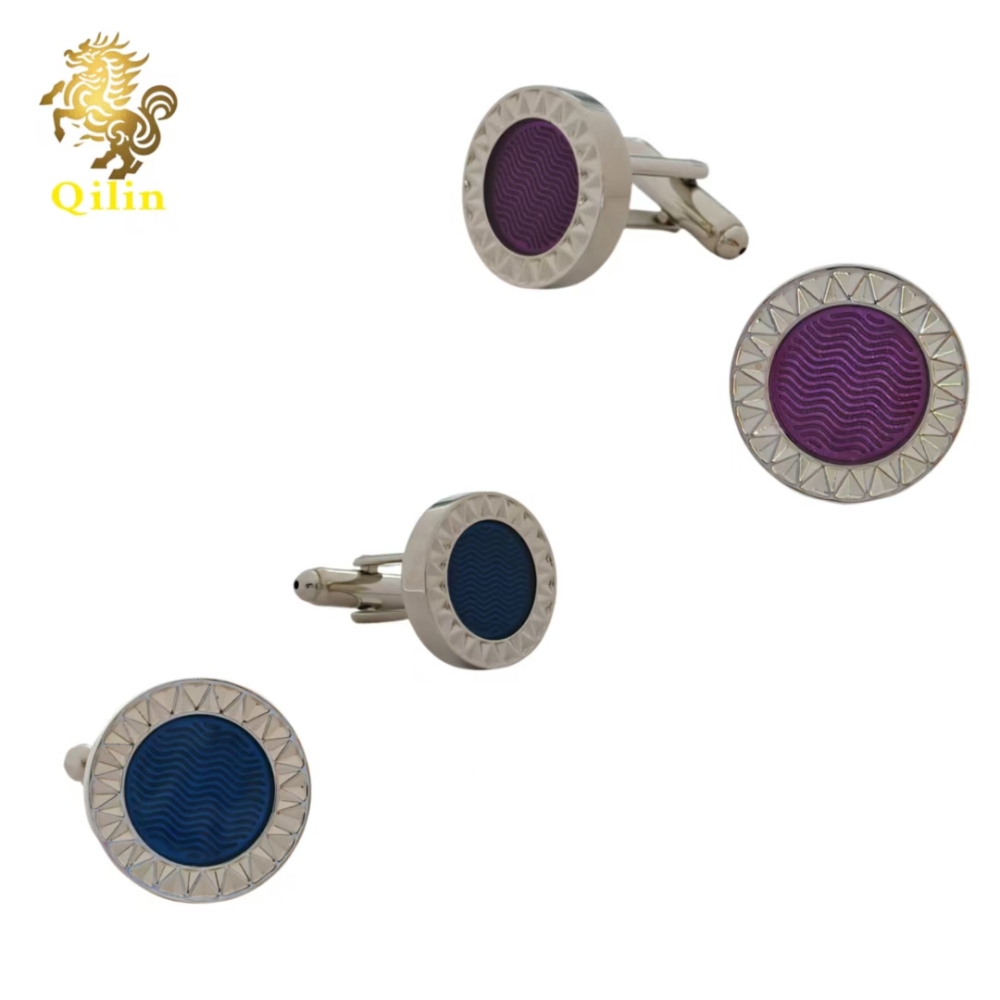 QiLin Unisex Cufflink Gift Box Packaging. Handmade cufflinks in the color of blue-purple gemstones are suitable for matching with French-style shirts. They are also personalized gift accessories and applicable to various occasions.
