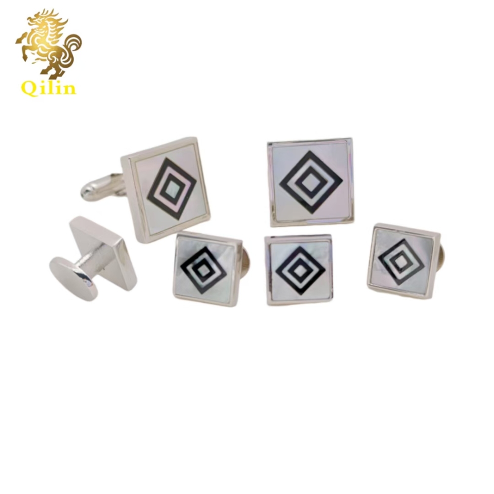 QiLin Unisex Cufflink Gift Box Packaging. Handmade shell and mica cufflinks are suitable for matching with French-style shirts. They are also personalized gift accessories and applicable to various occasions.