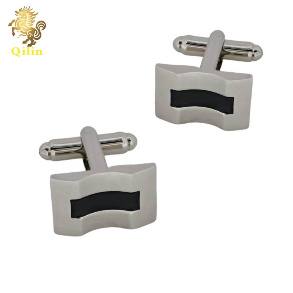 QiLin Unisex Cufflink Gift Box Packaging. Handmade classic metal silver cufflinks, suitable for French-style shirts, as well as personalized gift accessories, and applicable to various occasions.