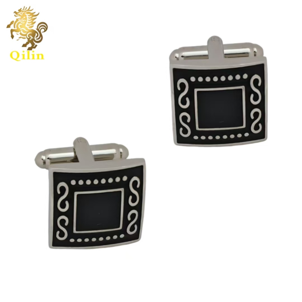 QiLin Unisex Cufflink Gift Box Packaging. Handmade cufflinks with black surfaces and patterns are suitable for matching with French-style shirts. They are also personalized gift accessories and applicable to various occasions.