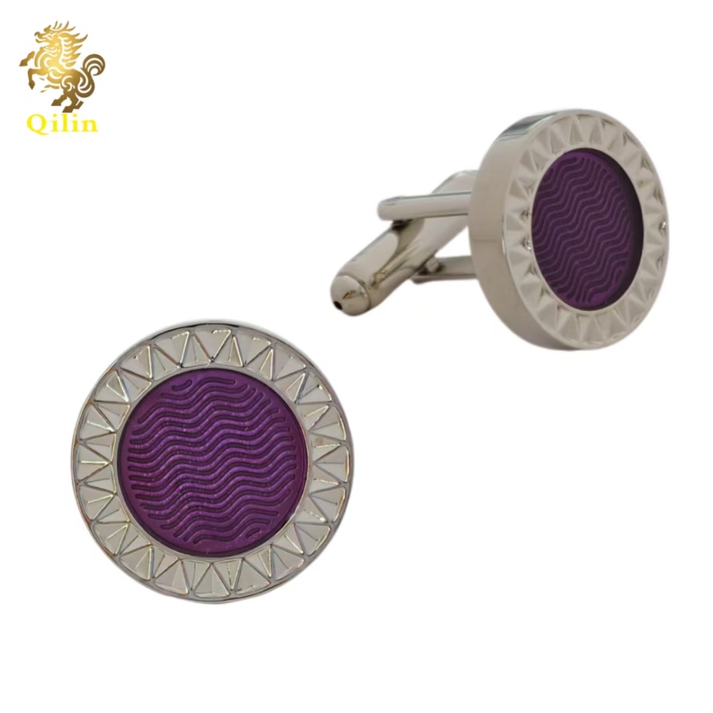 QiLin Unisex Cufflink Gift Box Packaging. Handmade cufflinks in the color of blue-purple gemstones are suitable for matching with French-style shirts. They are also personalized gift accessories and applicable to various occasions.