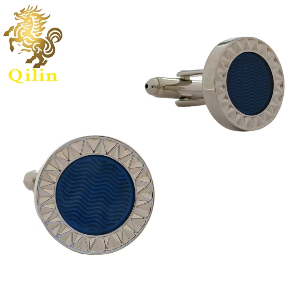 QiLin Unisex Cufflink Gift Box Packaging. Handmade cufflinks in the color of blue-purple gemstones are suitable for matching with French-style shirts. They are also personalized gift accessories and applicable to various occasions.