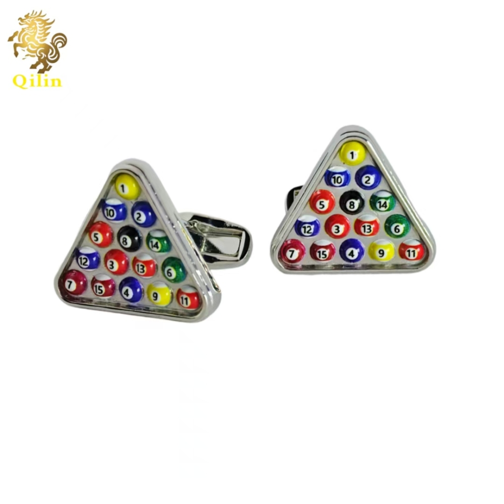 QiLin Unisex Cufflink Gift Box Packaging. Handmade billiard-themed cufflinks are suitable for pairing with French-style shirts. They are also personalized gift accessories and applicable to various occasions.