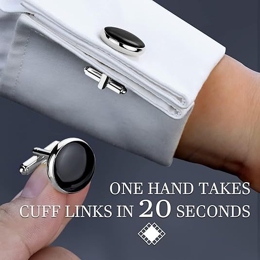 QiLin Men’s Cufflinks and Tuxedo Studs Set with Gift Box; Men’s Jewelry or Accessories Suitable for Black Suit White Shirts Vest and Red Bow tie on Wedding or Anniversary and Birthday