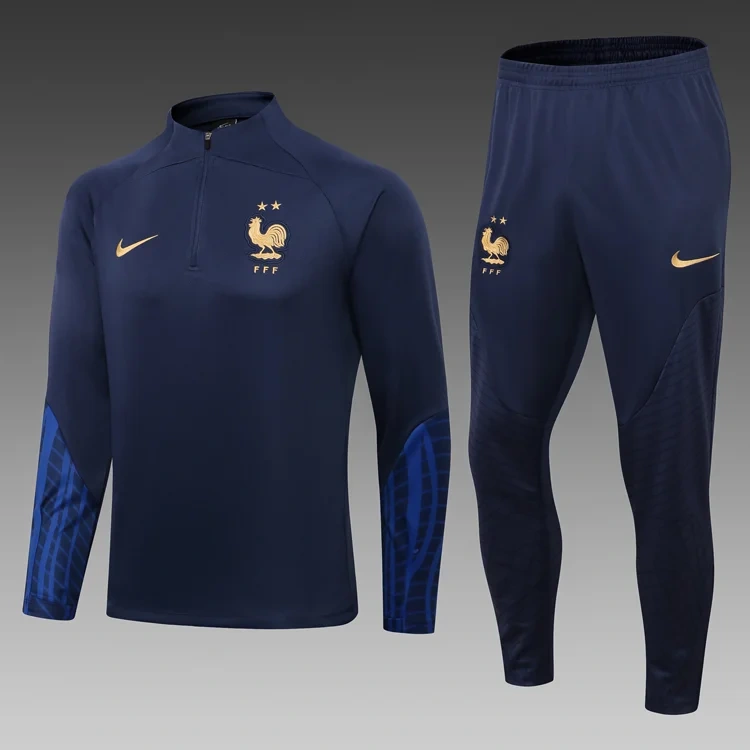 2023 France Half-Pull Training Suit Black Football Shirt