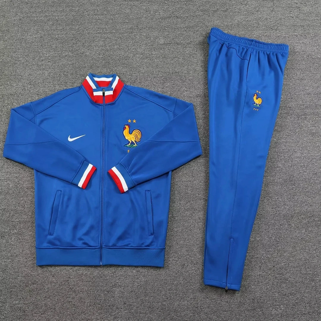 2024/2025 France Long Zipped Jacket Training Suit Blue Football Shirt