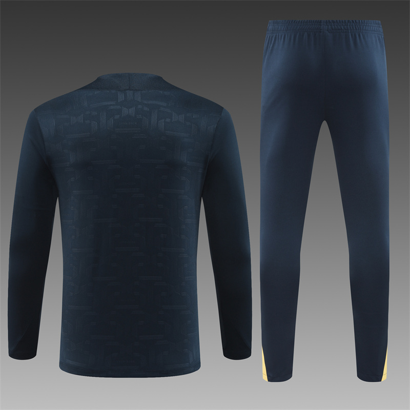 2024/2025 Player Edition Barcelona Prematch Jersey Royal Blue Steel Plate Half-zip training suit Football Jersey
