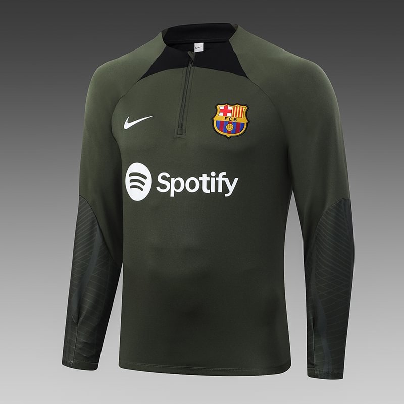 2023/2024 Barcelona Half-Pull Training Suit Green Football Shirt