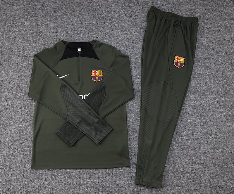 2023/2024 Barcelona Half-Pull Training Suit Green Football Shirt