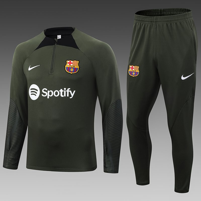2023/2024 Barcelona Half-Pull Training Suit Green Football Shirt