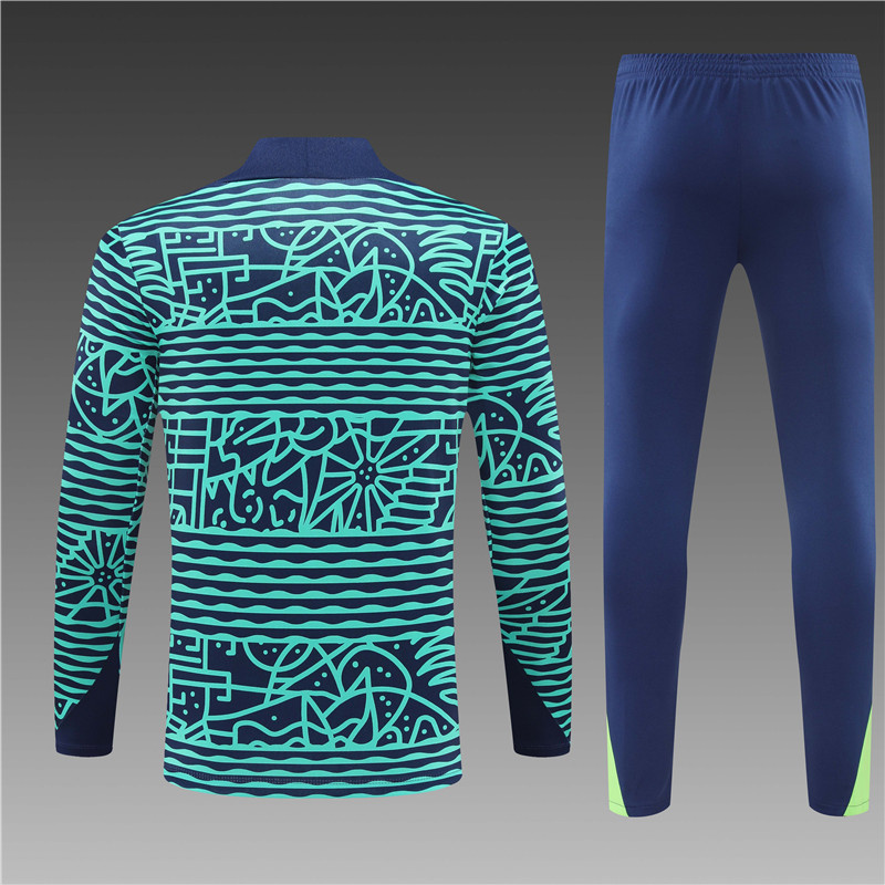 2024/2025 Player Edition Brazil Prematch Jersey Lake Blue Camouflage Edition Half-zip training suit Football Jersey