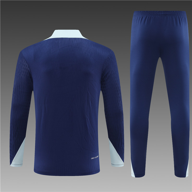 2024/2025 Player Edition France Prematch Jersey Royal Blue Half-zip training suit Football Jersey