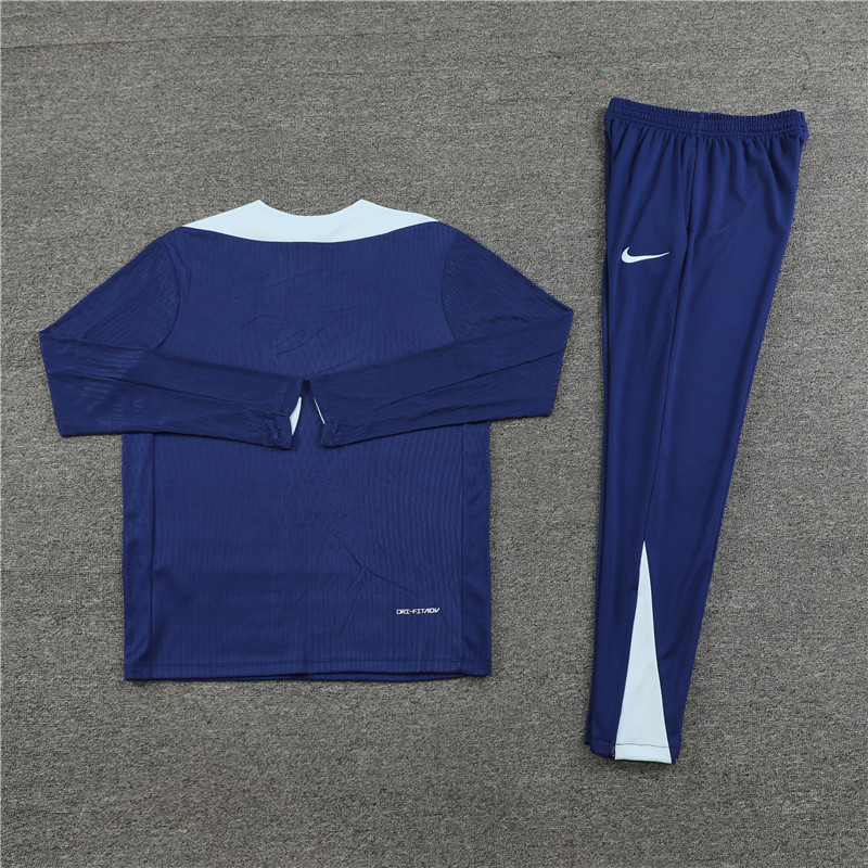 2024/2025 Player Edition France Prematch Jersey Royal Blue Half-zip training suit Football Jersey