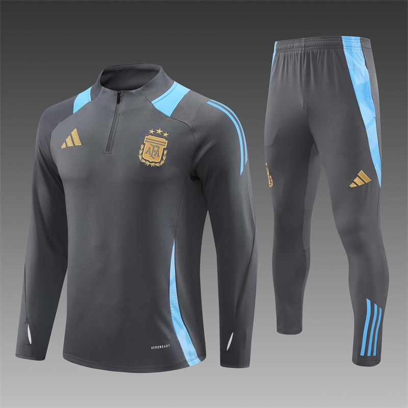 2024/2025 Player Edition Argentina Pre-match Dark Grey Half-zip training suit Football Jersey
