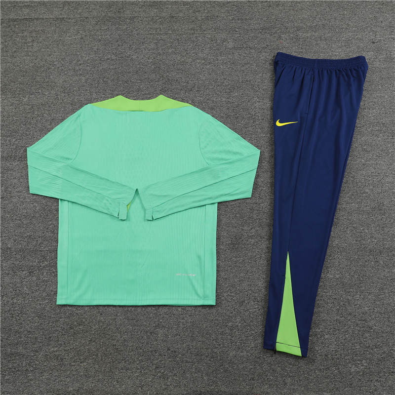 2024/2025 Player Edition Brazil Prematch Jersey Green Half-zip training suit Football Jersey