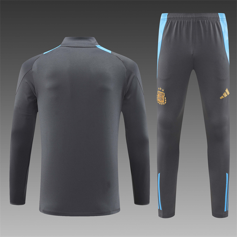 2024/2025 Player Edition Argentina Pre-match Dark Grey Half-zip training suit Football Jersey