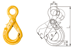 Grade 80 Eye Self-Locking Hook Dimensions