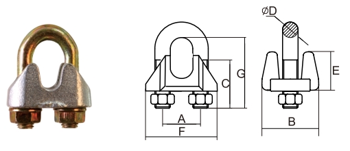 DIN 1142 Malleable Wire Rope Clip with Grooved Saddle